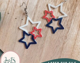 Patriottische laseroorbellen svg, laseroorbel SVG-bestand, 4 juli oorbellen svg, Glowforge svg-bestanden, digitale download, commercieel gebruik
