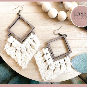 Boho Macrame Laser Earrings svg, Laser Earring SVG file, Glowforge Earring svg, Wood Earring svg, Digital Download, Commercial Use