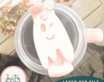 Ghost Name Plate svg, Winking Ghost svg, Halloween Name plate svg, 40 oz tumbler svg, laser ready svg, Tumbler topper svg, download, digital