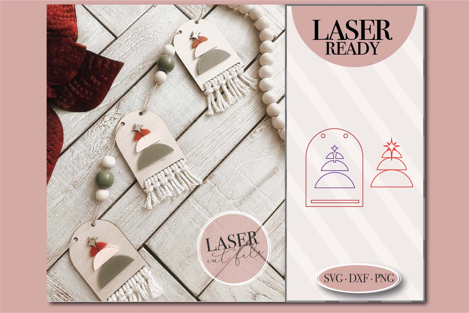 Boho Christmas Tree Garland Svg Macrame Wall Hanging Svg - Etsy