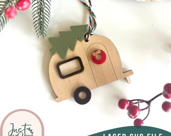 Christmas Camper Ornament SVG, Laser Cut File (Digital Download)