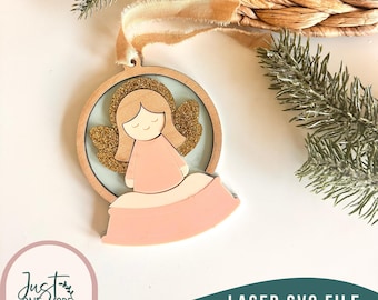 Angel Ornament SVG, Christmas Angel Template, Laser Cut File for Glowforge