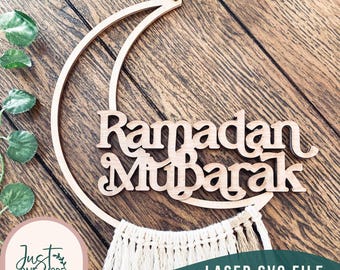 Ramadan Mubarak Macrame SVG, Islamic Decor Laser Cut File (Digital Download)