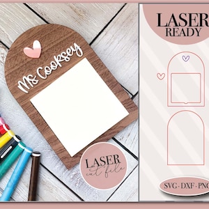 Sticky Note Holder svg, Teacher Sticky Note Pad holder svg, Post it Note holder svg, Teacher Note Pad svg, Glowforge prêt, fichier découpé au laser,