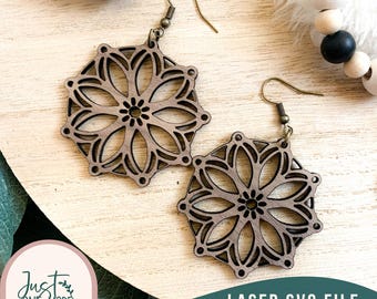Boho Floral Laser Earrings svg, Laser Earring SVG file, Leather earring svg, Glowforge svg Files, Digital Download, Commercial Use