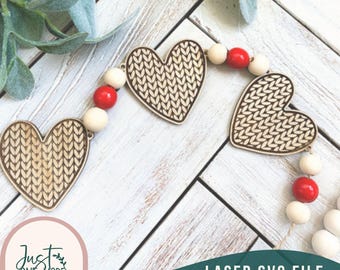Valentines Day Heart Garland svg, Crochet style heart svg, Valentines Garland svg, Heart Garland, Glowforge Laser SVG, Digital Download