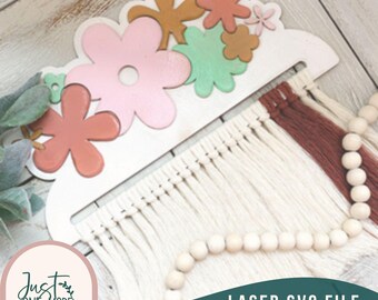 Flores retro de macramé SVG, compatibles con Glowforge, archivo cortado con láser, descarga digital, uso comercial
