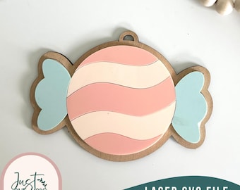 Candy Ornament SVG, Holiday Candy Tag Template, Laser Cut Digital Download for Cricut & Glowforge