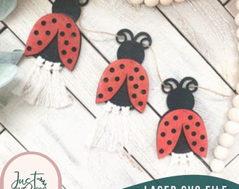 Lady Bug Makramee Girlande svg, Makramee Wandbehang svg, Frühling Makramee svg, Lady Bug Makramee svg, Glowforge Laser SVG, digitaler Download