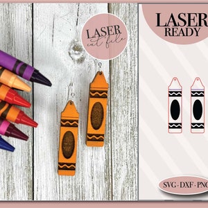 Crayon Earrings laser cut, Crayon Earrings, laser cut Earrings, Teacher Earrings svg, Teacher Appreciation SVG, GLowforge svg, Laser SVG