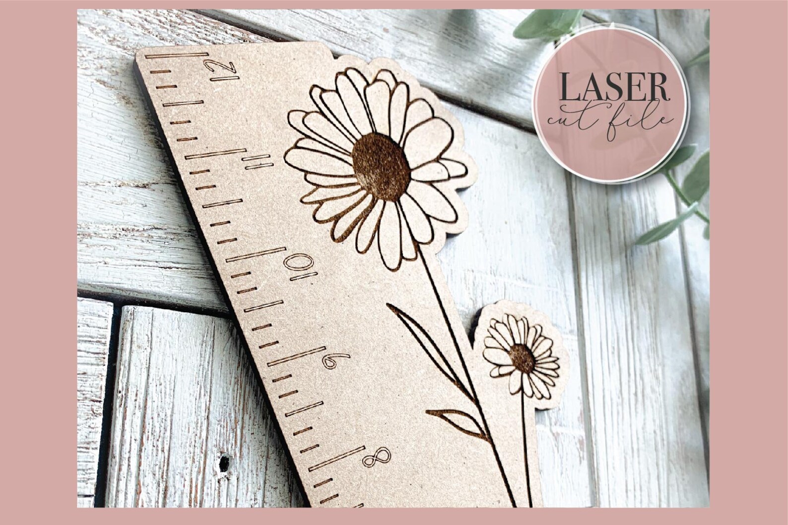 12 Ruler Svg Floral Ruler Svg Laser Cut Ruler Wooden Etsy