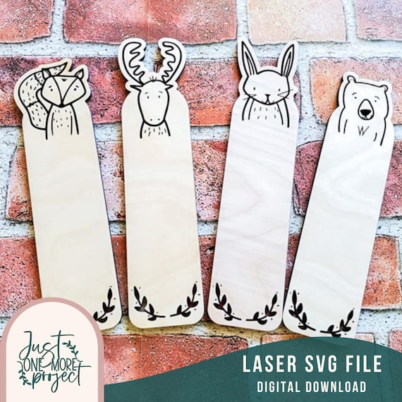 Woodland Animals Bookmarks svg, Laser Bookmark svg, Custom Bookmark svg, Kids Bookmark svg, Gift for Reader, Laser Cut file, Glowforge file
