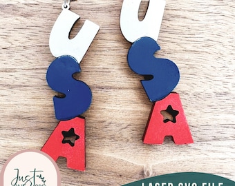 USA oorbellen svg, patriottische laser, 4 juli laser svg, USA svg, Glowforge svg-bestanden, Laser Earring svg, digitale download, commercieel gebruik