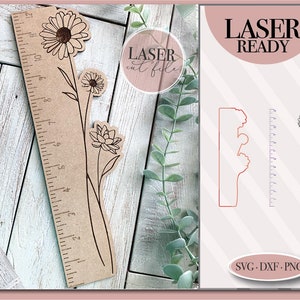 Règle 12 » svg, Règle florale svg, Règle de découpe laser, Règle en bois svg, Cadeau de l’enseignant svg, Glowforge prêt, Fichiers laser SVG, Utilisation commerciale