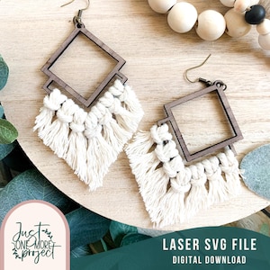 Boho Macrame Laser Earrings svg, Laser Earring SVG file, Glowforge Earring svg, Wood Earring svg, Digital Download, Commercial Use