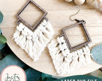 Boho Macrame Laser Earrings SVG, Glowforge File (Digital Download)