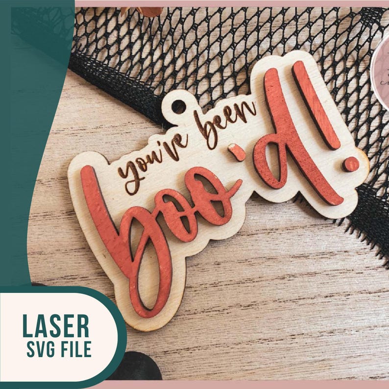 You've been Boo'd Tag svg, Boo bag svg, Halloween tag svg, Wooden Beaded Garland Tag, Halloween Tiered Tray svg, Glowforge, Digital Download image 2