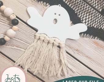 Halloween Geist Makramee SVG, Halloween Makramee SVG-Datei, Boho Halloween Dekor svg, Boho Makramee, Glowforge bereit, digitaler Download