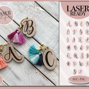 Alphabet Keychain svg, A-Z keychain, 26 Alphabet Letters Svg, Glowforge ready, laser cut file, Digital Download, Commercial Use