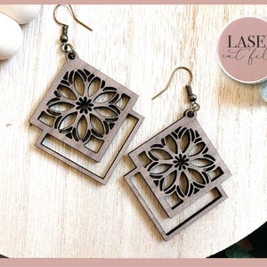 Boho Floral Laser Earrings svg, Laser Earring SVG file, Leather earring svg, Glowforge svg Files, Digital Download, Commercial Use