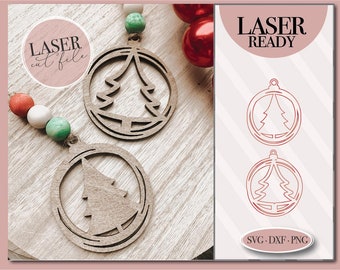 Ornements de Noël svg pour laser, arbre de Noël svg, ornements de vacances svg, fichier découpé au laser, fichier glowforge svg, fichier svg laser