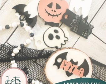 Halloween namnskylt SVG-paket, tumblerdekorationer, laserskuren fil (digital nedladdning)