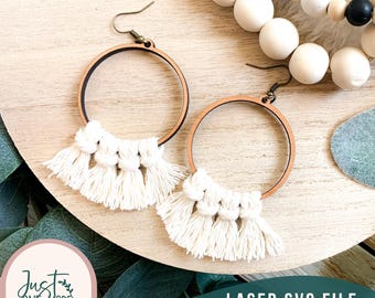 Boho Macrame Laser Earrings SVG, Wood Earring File (Digital Download)