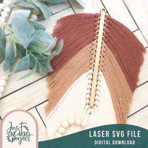 Feather Macrame Template Laser SVG file, Macrame wall hanging svg, Boho Macrame svg, Macrame cut file, Glowforge ready, laser cut file