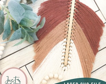 Feder Makramee Vorlage Laser SVG-Datei, Makramee Wandbehang svg, Boho Makramee svg, Makramee schnitt Datei, Glowforge bereit, Laserschnittdatei