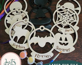 Halloween Bag Tag SVG, Kids Name Tag Template (Digital File)