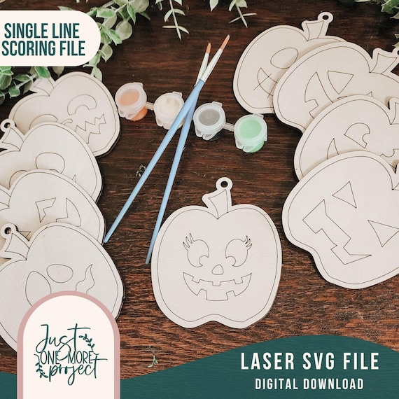Jack O Lanterns DiY Craft Kits, Halloween DIY Paint Kit, DIY Paint Kit svg, DIY Craft Kit, Laser Cut file, Glowforge svg, Halloween svg,
