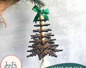 Christmas Tree Ornaments laser files, Christmas Ornaments Kids, Personalized Laser SVG Ornaments, Glowforge Ornament files, Laser Cut files
