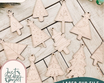 Weihnachtsbaumschmuck für DiY Craft Kits, DIY Weihnachtsbaumschmuck, DIY Paint Kit svg, DIY Bastelset für Kinder, Laser Cut Datei