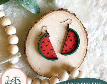 Watermelon Earrings SVG, Summer Fruit Jewelry Template, Laser Cut Earring File