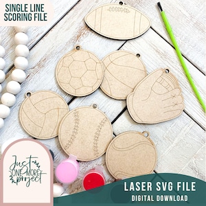 Sports Ornaments SVG Laser Cut File, DIY Craft Kit (Digital Download)