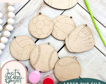 Sports Ornaments SVG Laser Cut File, DIY Craft Kit (Digital Download)