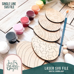 Osterei DIY Paint Kit, Osterhandwerk, DiY Bastelkits, DIY Paint Kit svg, DIY Bastelkit für Kinder, Single Line Score, Laserdatei, Glowforge
