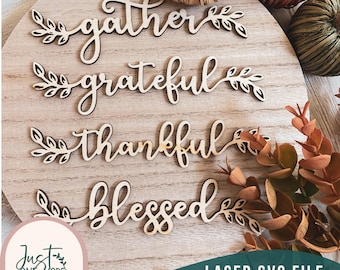 Thanksgiving table words svg, Thanksgiving decor svg, Table Setting svg, Thankful svg, Glowforge svg file, Laser svg file, Commercial Use