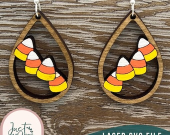 Candy Corn Laser Oorbellen svg, Laser Earring SVG-bestand, Halloween oorbellen svg, Glowforge svg-bestanden, digitale download, commercieel gebruik