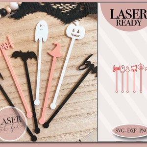 Halloween Drink Stir Sticks svg, Drink Stirrer Sticks svg, Halloween Swizzle Stir Sticks, Laser Cut file, Glowforge svg file, Laser svg file