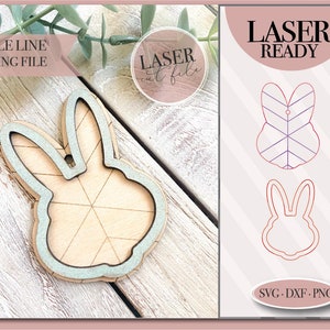 Easter Bunny basket tag Laser svg, Easter bunny tag svg, Chevron Bunny Laser Cut file, Easter Basket Tag, Glowforge svg file, Laser svg file
