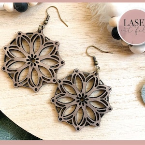Boho Floral Laser Earrings svg, Laser Earring SVG file, Leather earring svg, Glowforge svg Files, Digital Download, Commercial Use