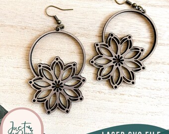 Boho Floral Laser Ohrringe svg, Laser Ohrring SVG-Datei, Lederohrring svg, Glowforge svg-Dateien, digitaler Download, kommerzielle Nutzung