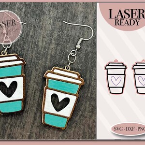 Coffee Cup Earring svg, Coffee Lover Earring svg, Cute Earrings svg, Laser Earring SVG, Glowforge svg File, Digital Download, Commercial Use