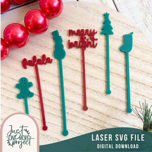 Weihnachten Trink Stir Sticks svg, Drink Stirrer Sticks svg, Urlaub Swizzle Stir Sticks, Laser Cut Datei, Glowforge svg Datei, Laser svg Datei