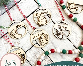 Christmas Ornaments laser files, Christmas Ornaments Kids, Personalized Laser SVG Ornaments, Glowforge Ornament files, Laser Cut files