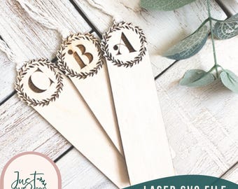 Boho Monogram Bookmarks svg, Laser Bookmark svg, Custom Bookmark svg, Kids Bookmark svg, Gift for Reader, Laser Cut file, Glowforge file