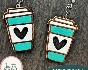Coffee Cup Earring svg, Coffee Lover Earring svg, Cute Earrings svg, Laser Earring SVG, Glowforge svg File, Digital Download, Commercial Use