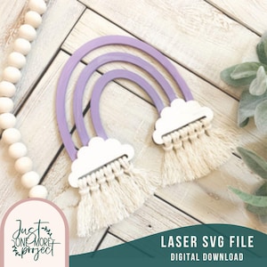 Rainbow Macrame svg, Cloud Macrame svg, Boho Macrame cut file, Glowforge ready, laser cut file, Digital Download, Commercial Use