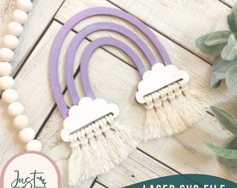 Rainbow Macrame svg, Cloud Macrame svg, Boho Macrame cut file, Glowforge ready, laser cut file, Digital Download, Commercial Use